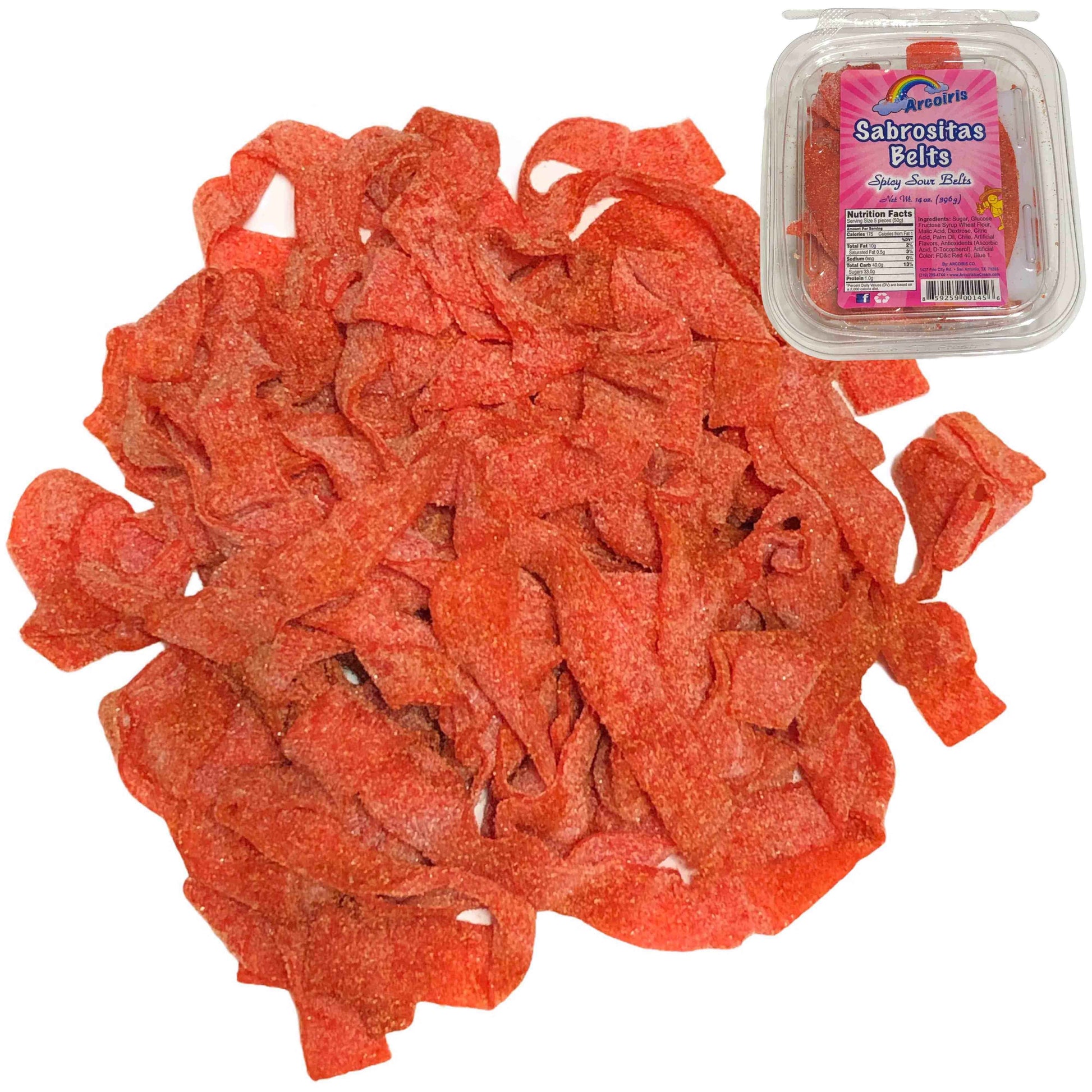 Sabrositas Belts - Strawberry Sour Belts with Chile Powder - 14 oz - ChamoyDreams